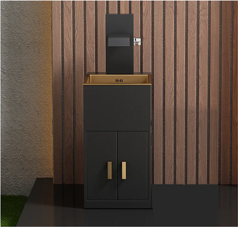 8407-wall-cabinet Schwarz mit Goldakzent Sanitärprodukt für Außenbereiche