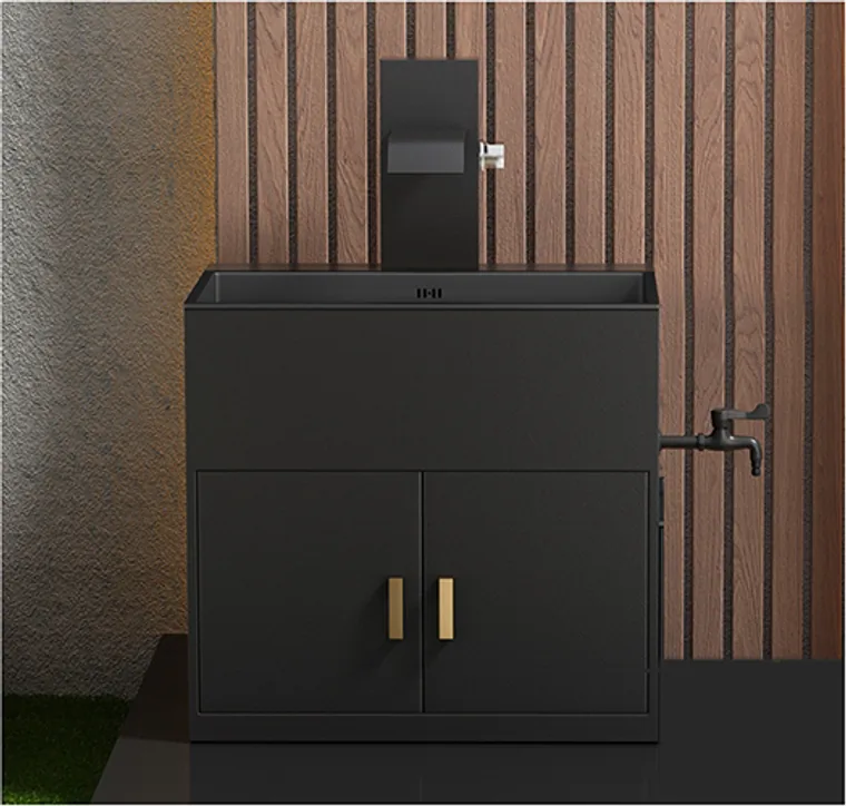 8410-wall-cabinet Schwarz mit Goldakzent Sanitärprodukt für Außenbereiche