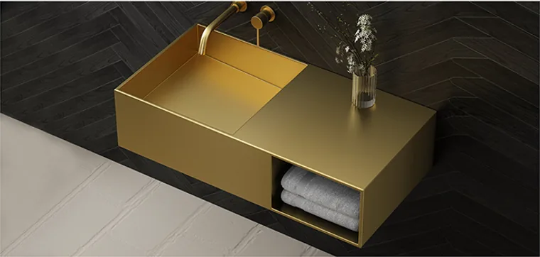 customized pedestal-06 ذهبي حوض عمودي مخصص