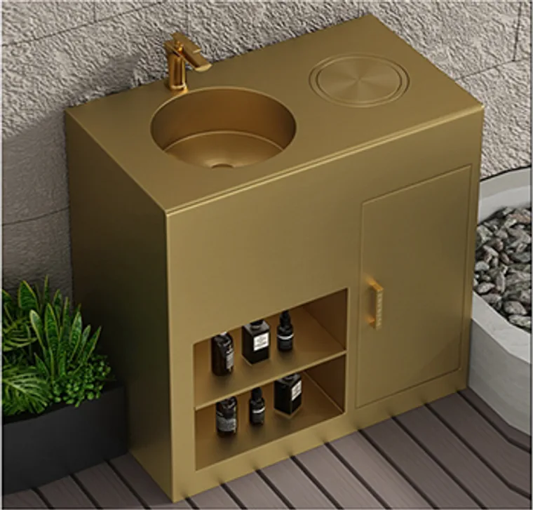 customized pedestal-11 ذهبي حوض عمودي مخصص