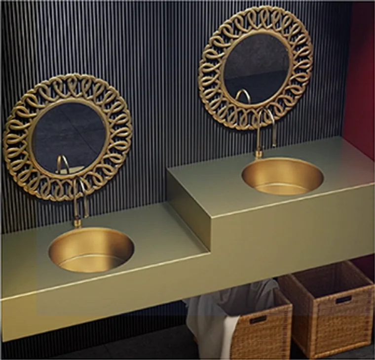 customized pedestal-12 ذهبي حوض عمودي مخصص
