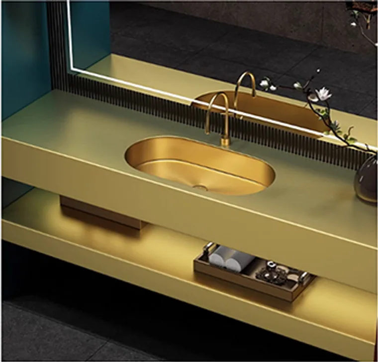 customized pedestal-13 ذهبي حوض عمودي مخصص