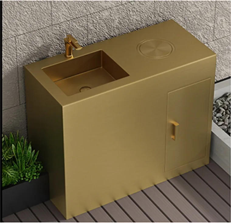 customized pedestal-14 ذهبي حوض عمودي مخصص