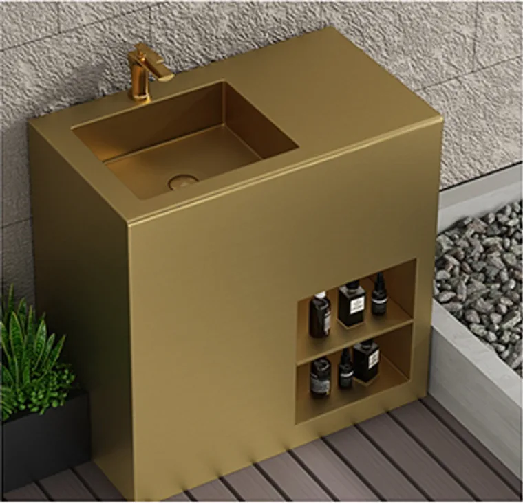 customized pedestal-15 ذهبي حوض عمودي مخصص